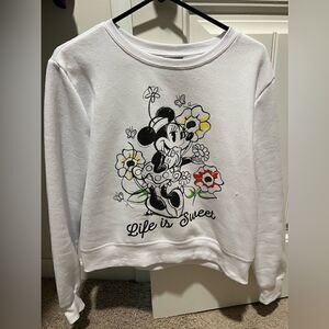 Disney Women's White Sweater with Minnie Mouse Design